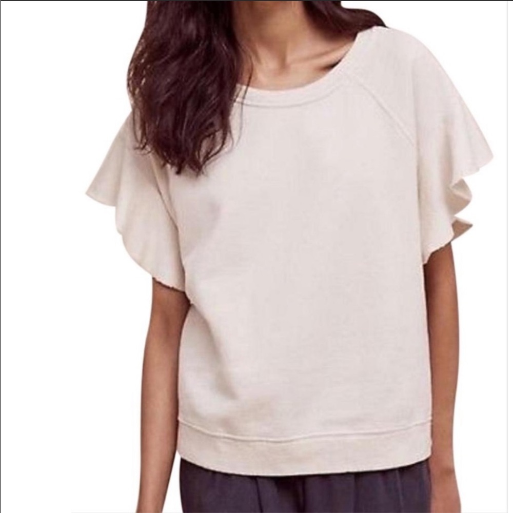 NWT Anthropology ruffle short sleeve sweatshirt